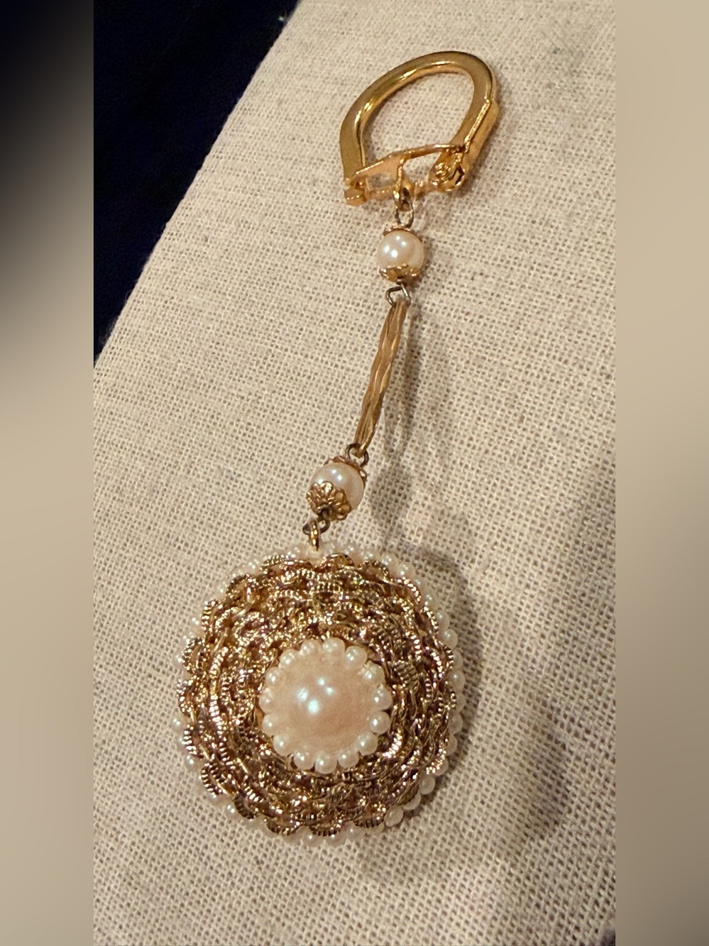 Vintage Gold and Pearl Drop Pendant Keyring or bag charm